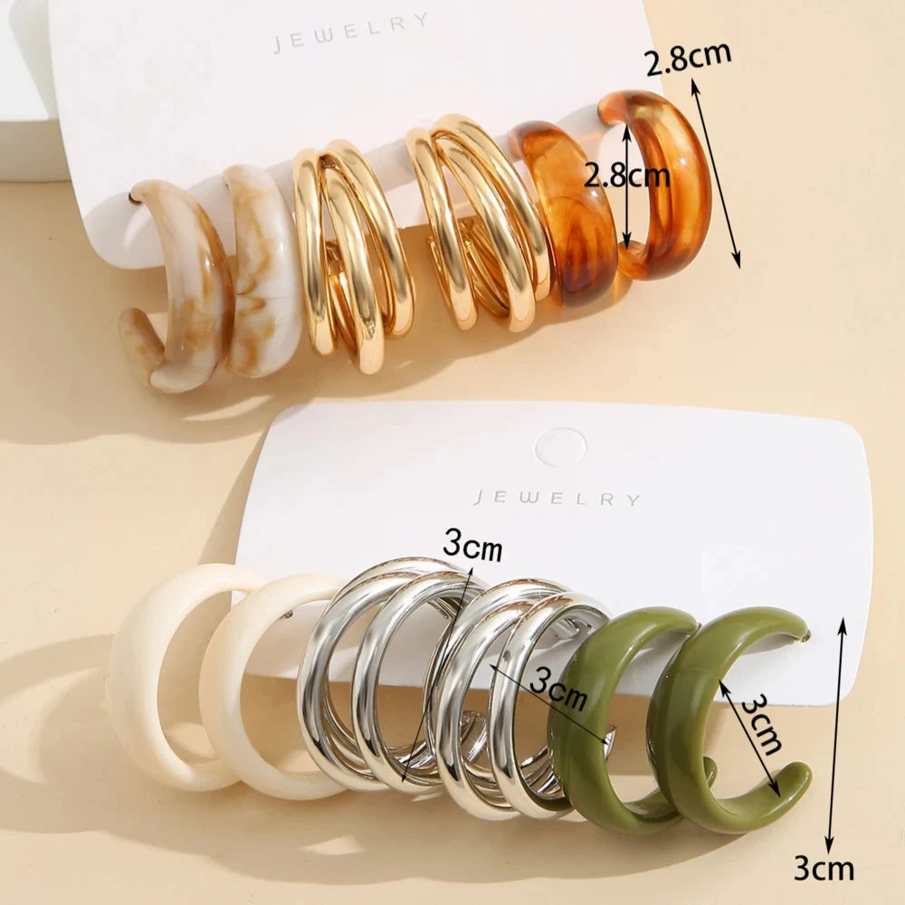 Trendy Bohemian Colorful Acrylic Drop Earrings Set - Fashion Must-Have!