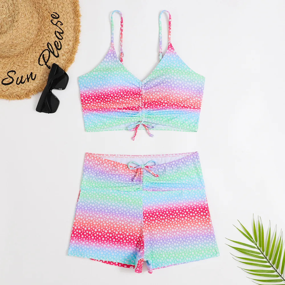 High Waist Bikini Swimsuit Women 2023 Push Up Bikini Floral Print Two-Piece Swimwear Set