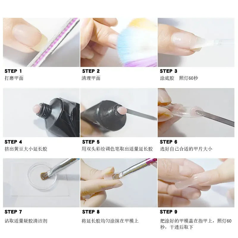 30ml Nail Extension Gel - UV LED Quick Build Poly Acrylic Crystal Model Painless Extension Glue