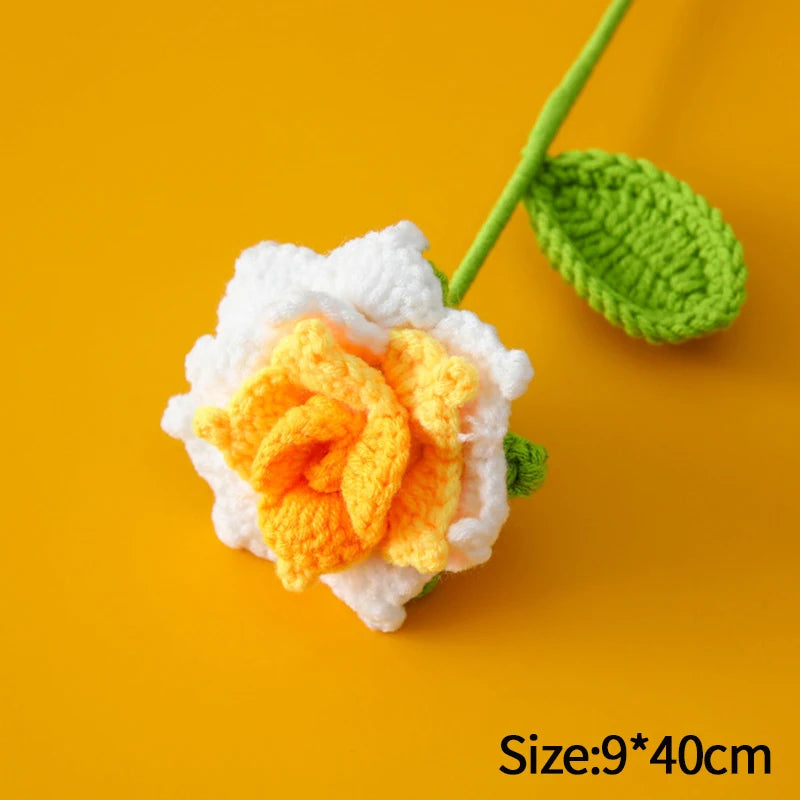 Handcrafted Crochet Tulip Flower - Artificial Woven Tulip for Home Decoration, Weddings & Mother's Day Gifts