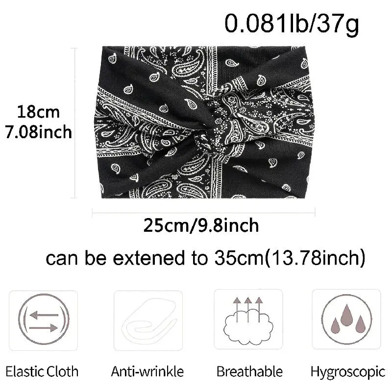 Boho Style Wide Headbands For Women - Extra Large Turban Workout Headband