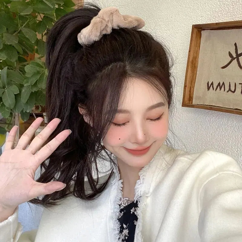 7 Piece Women's Plush Hair Scrunchies Set - Solid Color Cotton Blend Ponytail Holders & Hair Ties