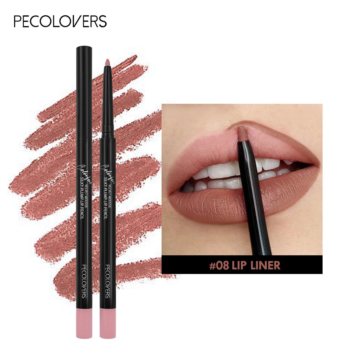 Waterproof Matte Lip Liner Pencil - Long-Lasting Non-Stick Moisturizing Lip Contour in 12 Colors
