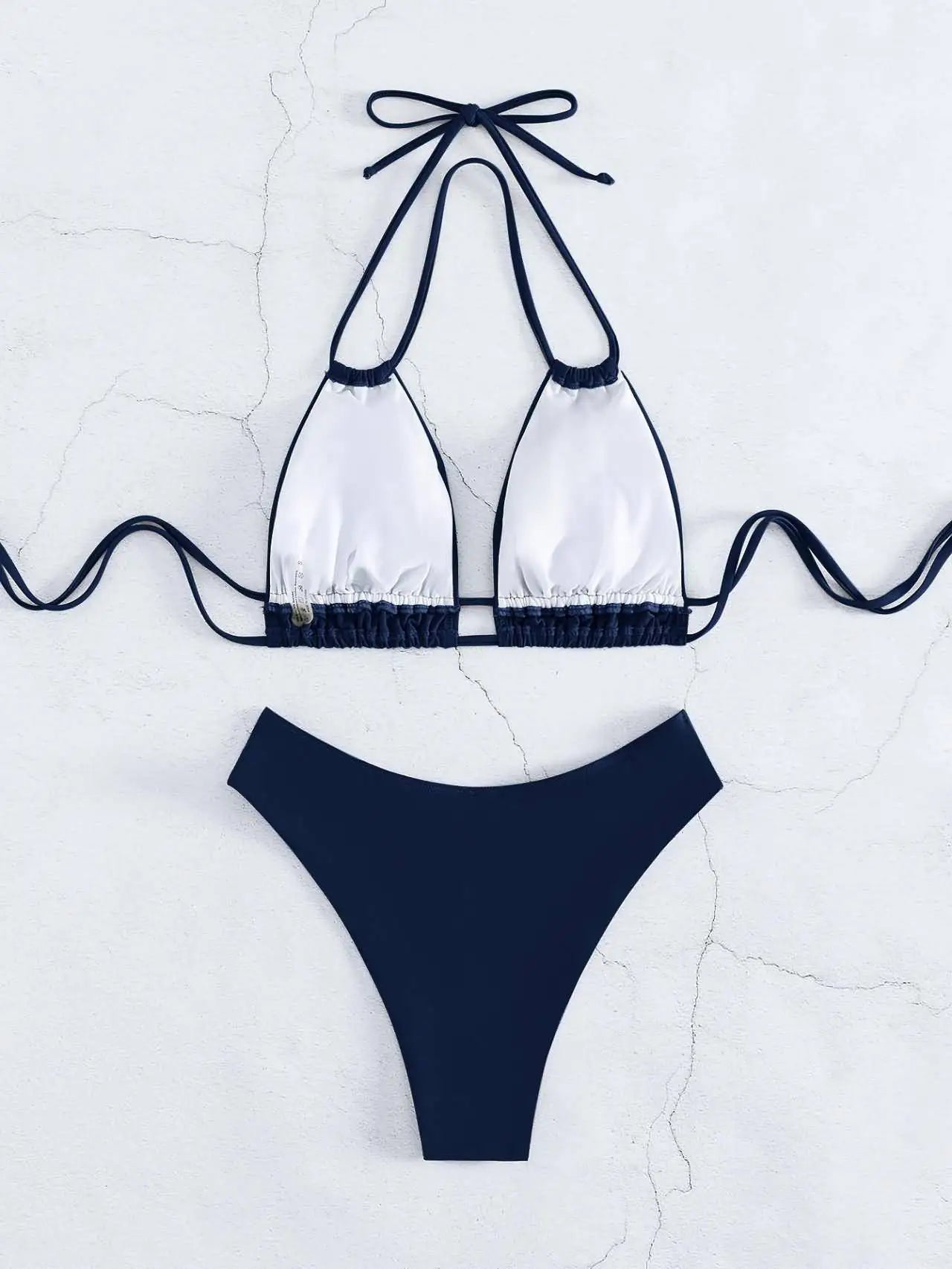 Nylon Solid Bikini Swimwear Sexy Fashion High Waist Two-Piece Swimsuit 2025 New Style