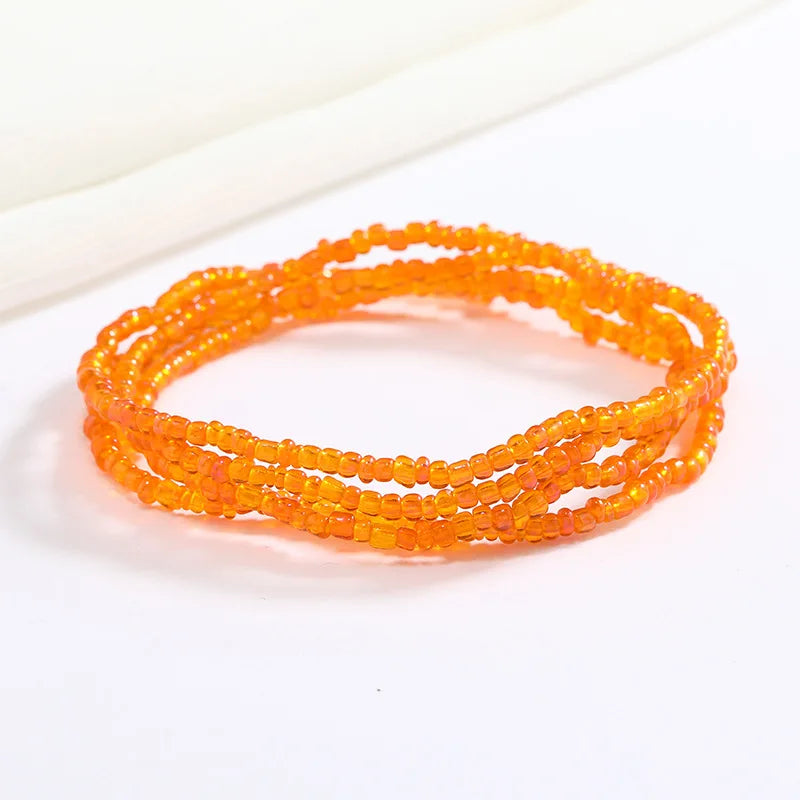 Women's Hand Beaded Glass Body Chain - Elastic Waist Belly Chain Jewelry
