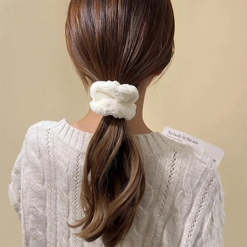 7 Piece Women's Plush Hair Scrunchies Set - Solid Color Cotton Blend Ponytail Holders & Hair Ties