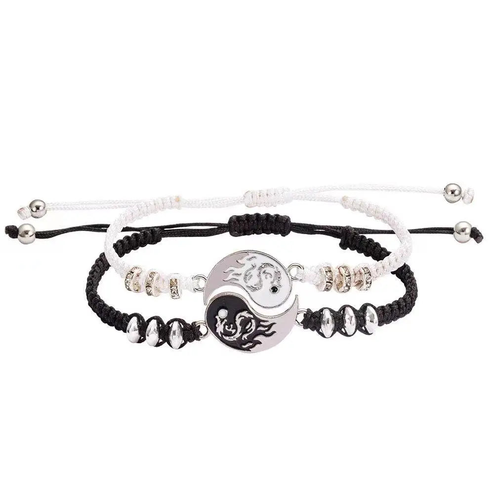 2022 New Best Friend Bracelets - Matching Yin Yang Adjustable Cord Bracelet Set for BFF, Couples & Relationships