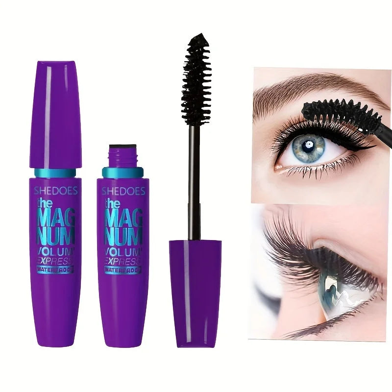 4D Black Mascara - Thickening, Lengthening & Curling Liquid Fiber Mascara for Dramatic Lashes