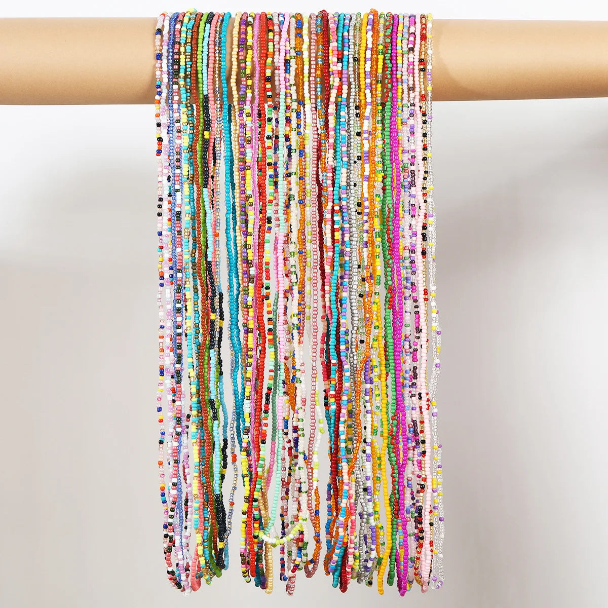 Women's Hand Beaded Glass Body Chain - Elastic Waist Belly Chain Jewelry