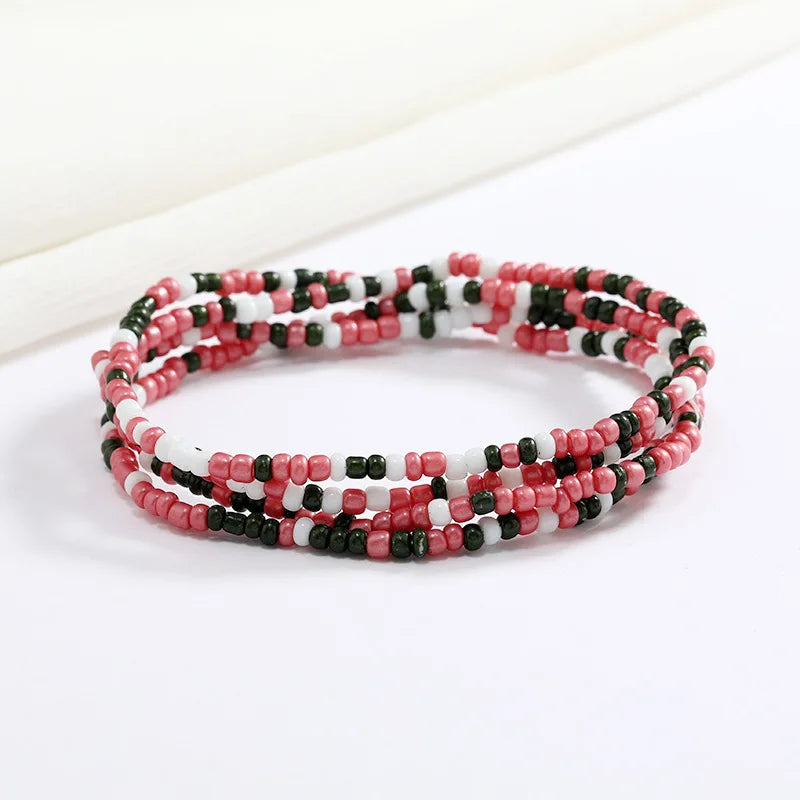 Women's Hand Beaded Glass Body Chain - Elastic Waist Belly Chain Jewelry