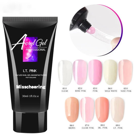 30ml Nail Extension Gel - UV LED Quick Build Poly Acrylic Crystal Model Painless Extension Glue