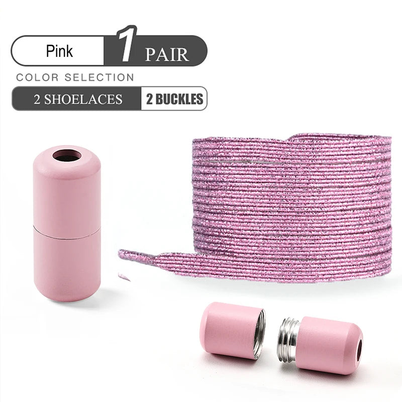 No Tie Elastic Shoe Laces with Colorful Buckle - Pearl Light Fashion Shoelaces