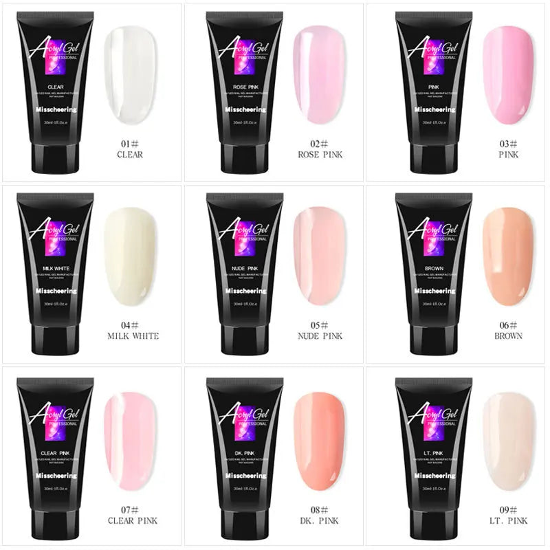 30ml Nail Extension Gel - UV LED Quick Build Poly Acrylic Crystal Model Painless Extension Glue