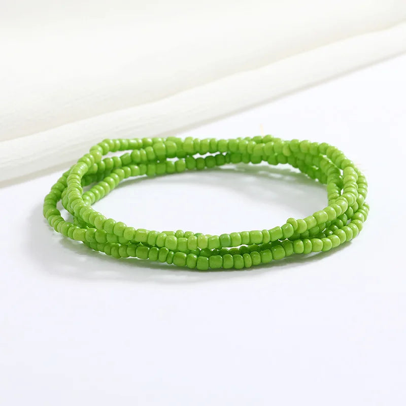 Women's Hand Beaded Glass Body Chain - Elastic Waist Belly Chain Jewelry