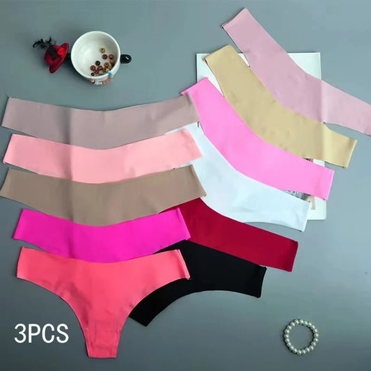 3-Pack Women's Seamless Ice Silk Panties - Low Waist V-Cut Briefs with Cotton Crotch | Quick-Dry Sports Underwear"