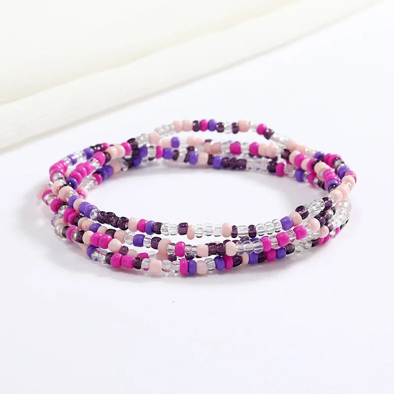 Women's Hand Beaded Glass Body Chain - Elastic Waist Belly Chain Jewelry