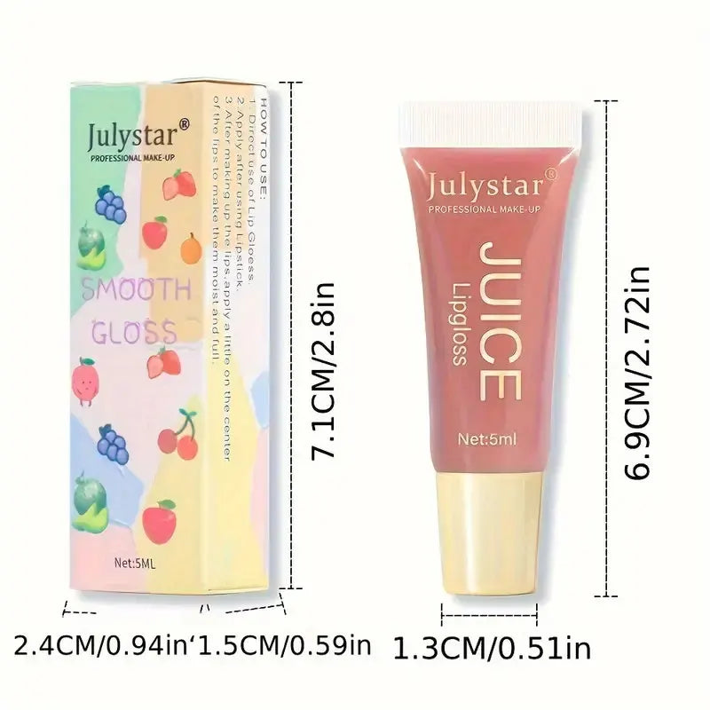 Julystar Crystal Clear Jelly Lip Oil - Moisturizing Glass Lip Gloss with Fruit Scent & Hydrating Formula