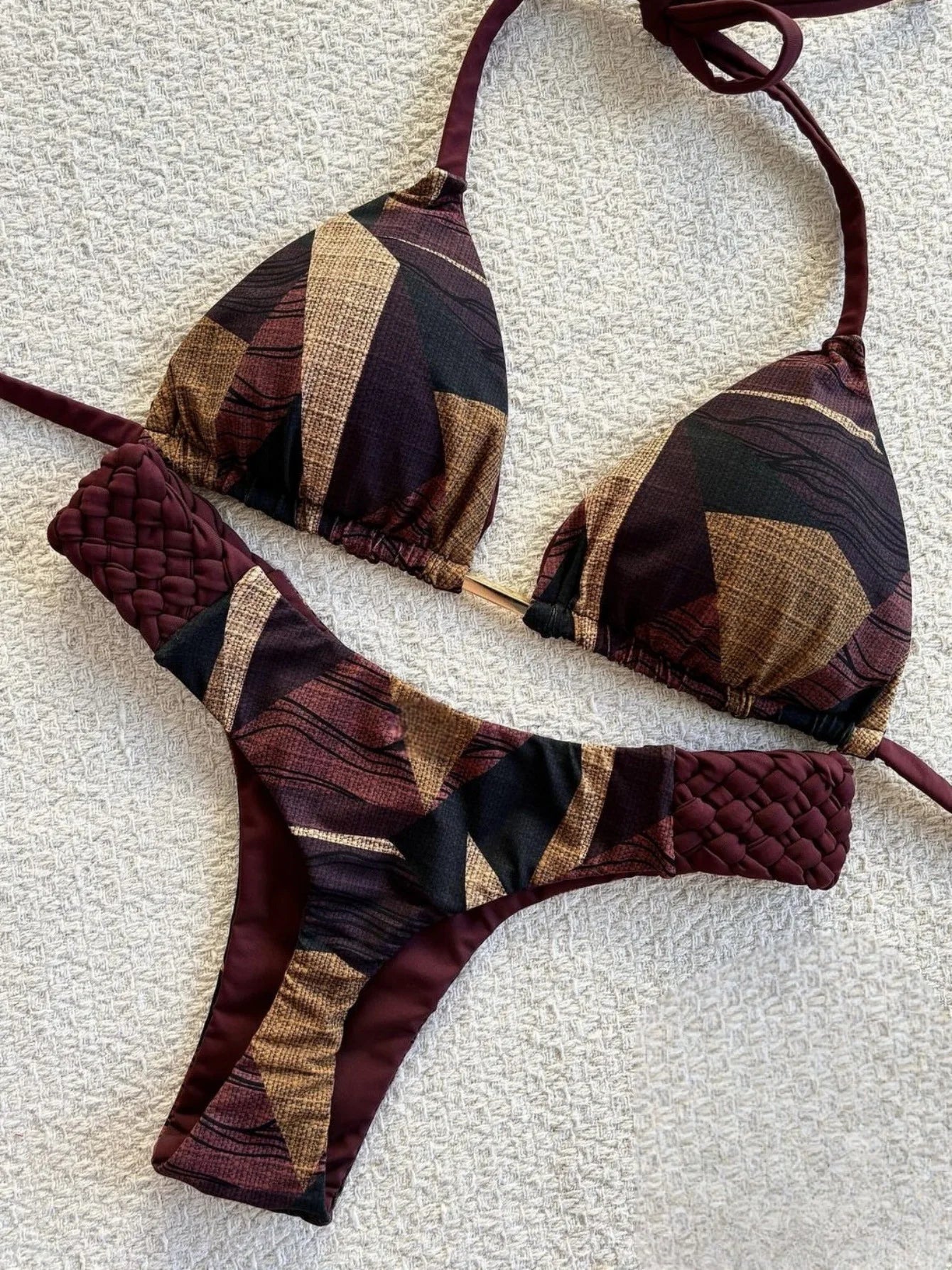 Print Halter Mini High Cut Bikini Women Two-Piece Swimwear Set