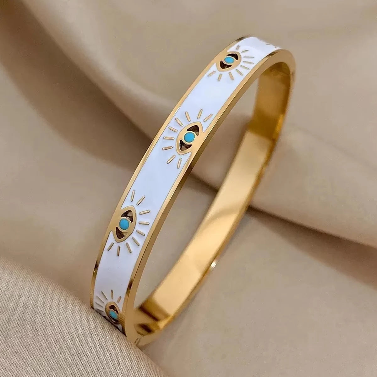 Trendy 316L Stainless Steel Evil Eye Bracelet - Waterproof Protection Jewelry!
