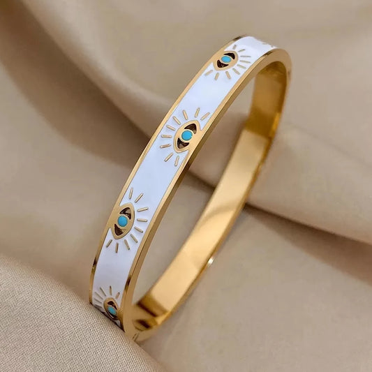 Trendy 316L Stainless Steel Evil Eye Bracelet - Waterproof Protection Jewelry!