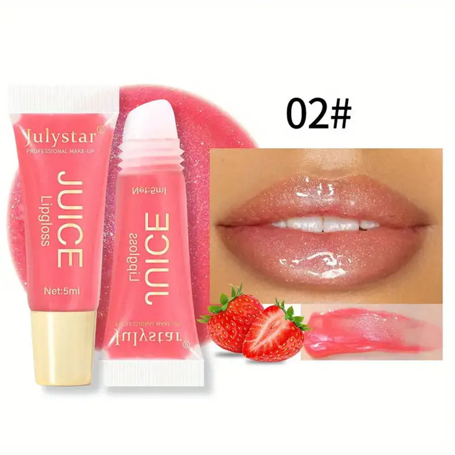 Julystar Crystal Clear Jelly Lip Oil - Moisturizing Glass Lip Gloss with Fruit Scent & Hydrating Formula