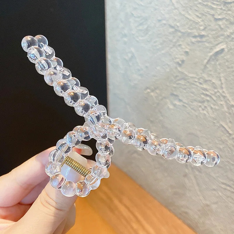 3-Pack Large 4.5" Clear Claw Hair Clips - Strong Hold Jumbo Hairpins for Thick & Thin Hair