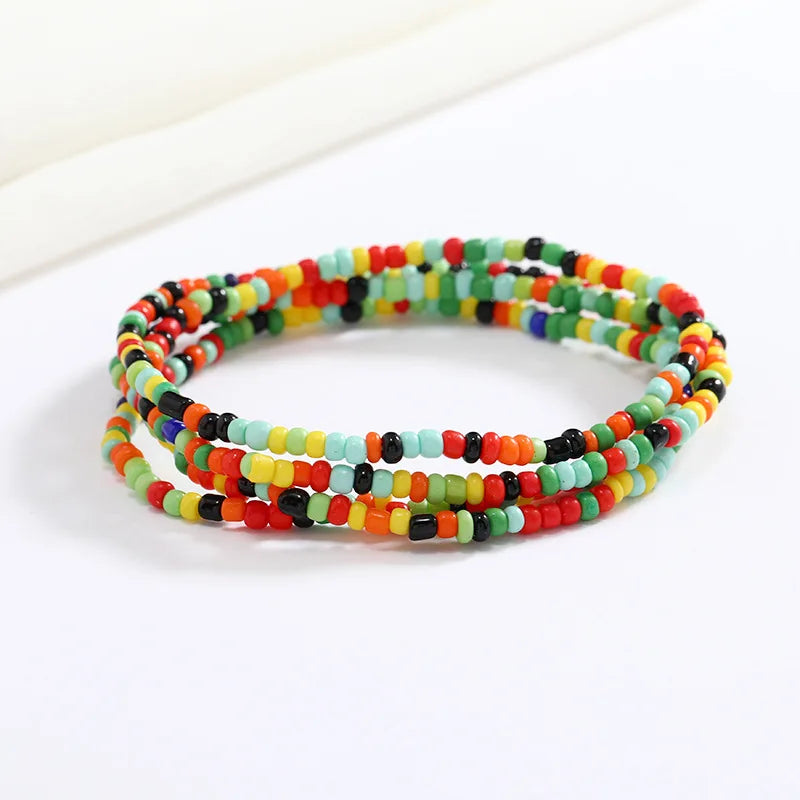 Women's Hand Beaded Glass Body Chain - Elastic Waist Belly Chain Jewelry