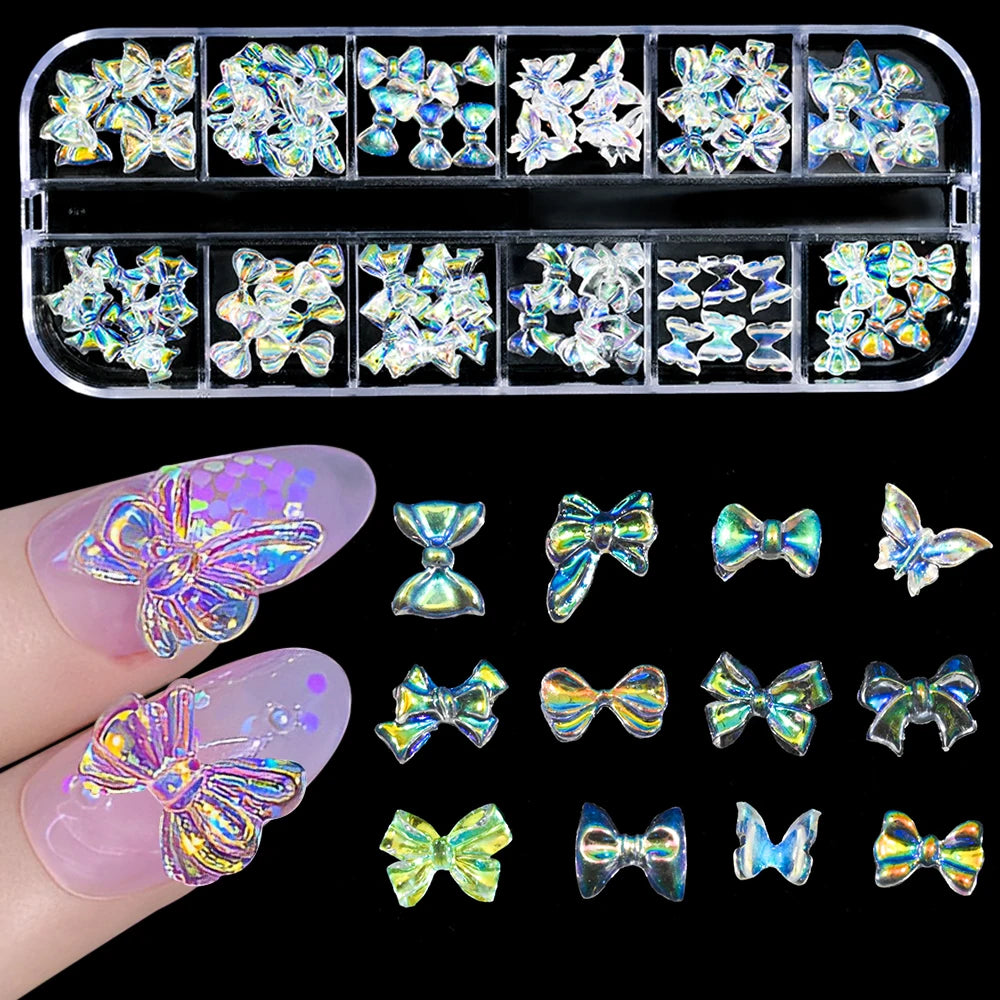 12-Grid Ocean Gold Nail Art Charms Set - Shell, Seahorse & Starfish with White Pearl Gems & Metal Studs