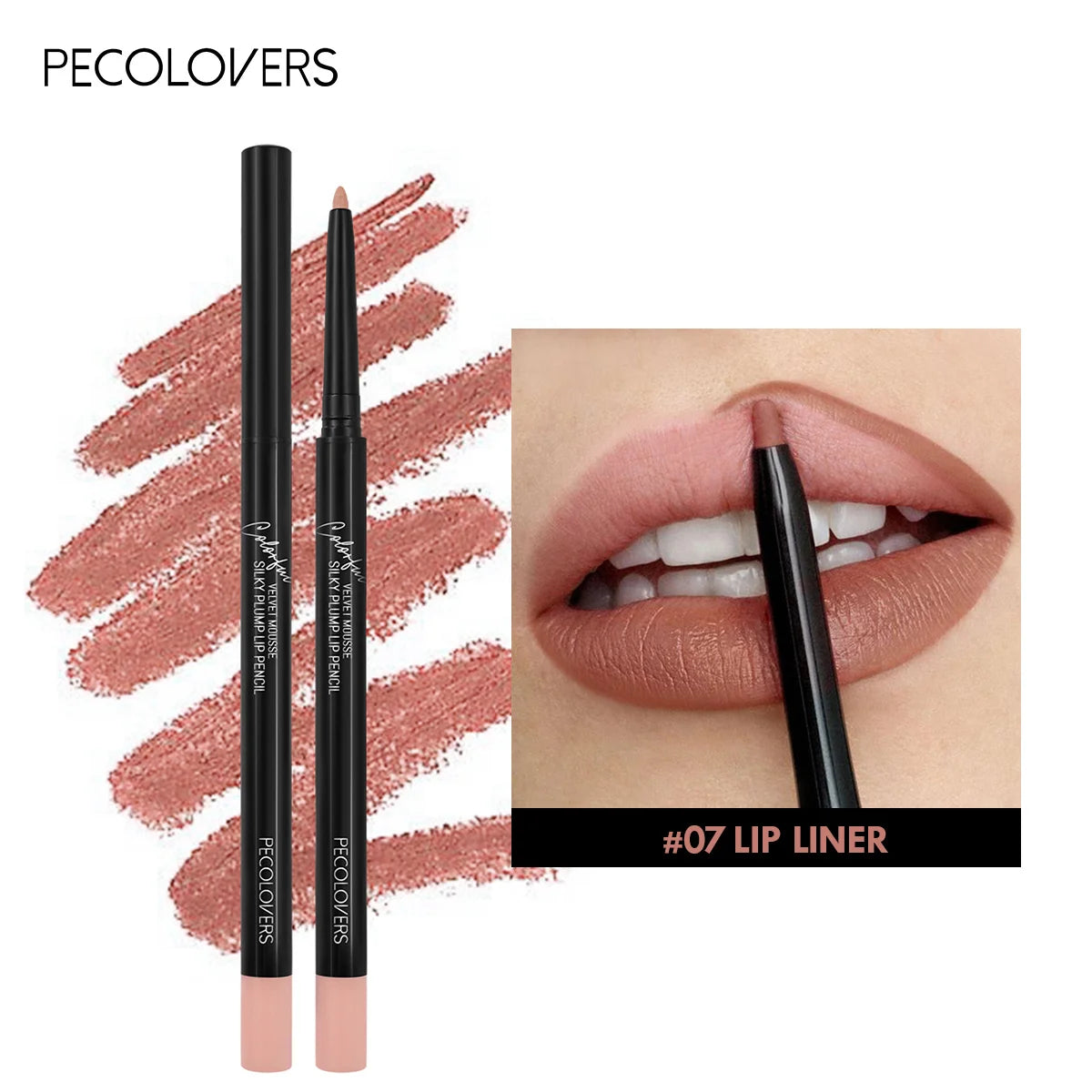 Waterproof Matte Lip Liner Pencil - Long-Lasting Non-Stick Moisturizing Lip Contour in 12 Colors