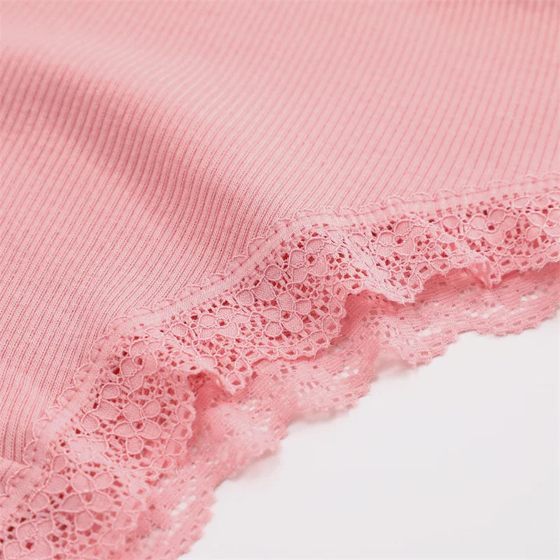 3PCS Women's Cotton Panties Set - Low Rise Lace Brazilian Bikini Underwear with Bow Detail (S-XL)
