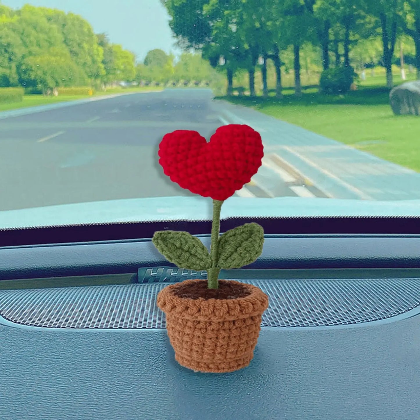 Heart-Shaped Knitted Flower Pot | Romantic Valentine's Day &amp; Engagement Gift, Anniversary