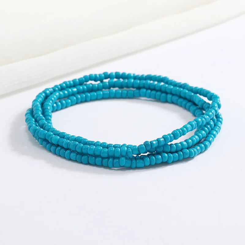 Women's Hand Beaded Glass Body Chain - Elastic Waist Belly Chain Jewelry