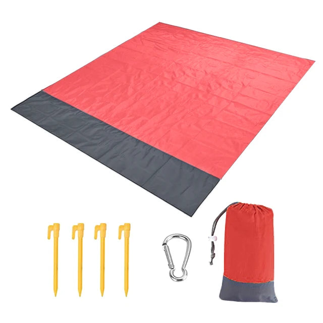 2x2.1m Waterproof Beach Blanket | Portable Sand-Free Picnic Mat with Anchors