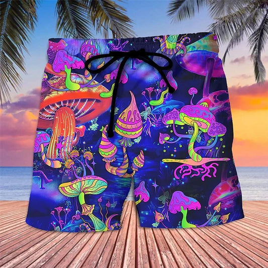 Stylish Mushroom Print Men's Swim Shorts | Hawaii Beach Trunks