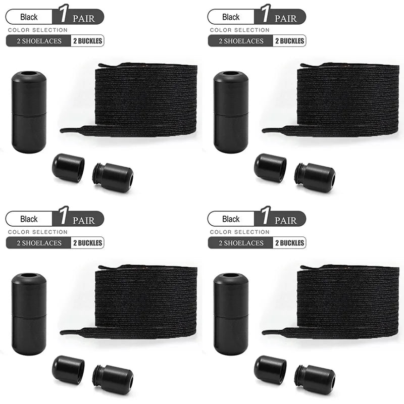 No Tie Elastic Shoe Laces with Colorful Buckle - Pearl Light Fashion Shoelaces