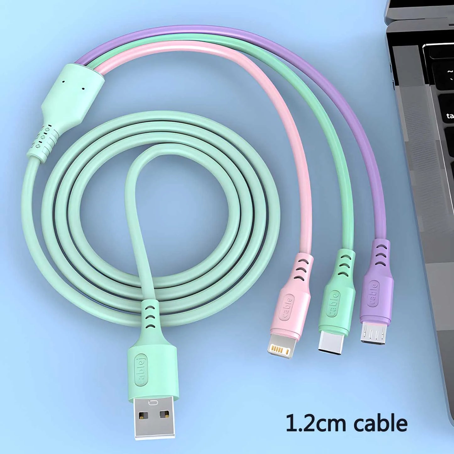 3-in-1 Fast Charging Cable - iPhone 15/14/13/12/11 + USB-C + Micro USB | Universal Phone Charger & Data Cable