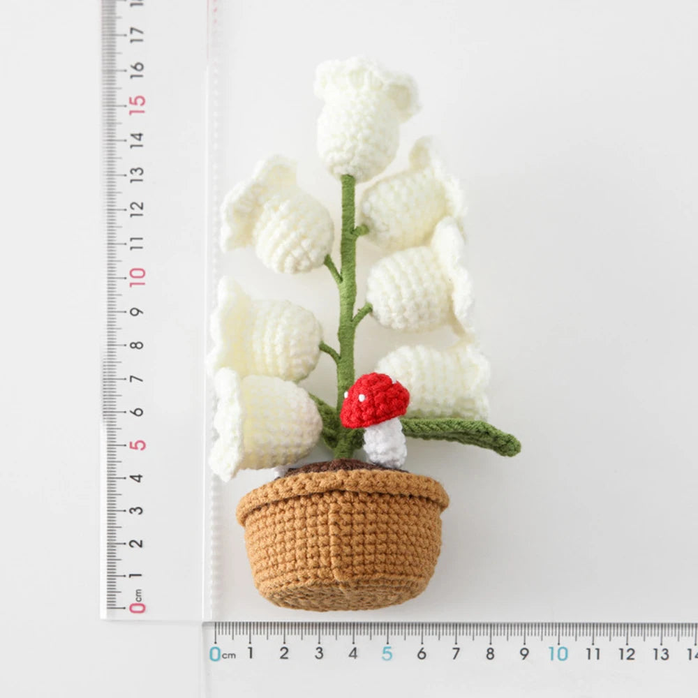 Illuminated Crochet Bell Orchid | Handmade Potted Flower Decoration