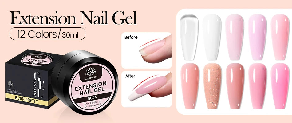 BORN PRETTY 6 in 1 Nail Glue Gel - Extra Strong Adhesive for Press On Nails & Extensions