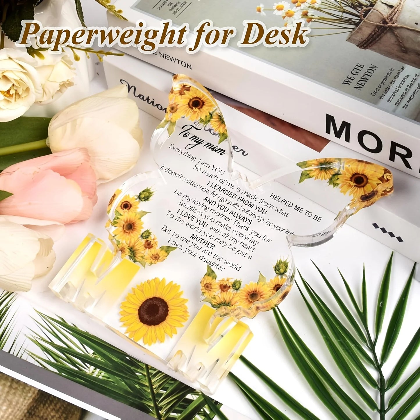 Butterfly Sunflower Acrylic Plaque | Heartfelt Gift for Mom from Daughter or Son