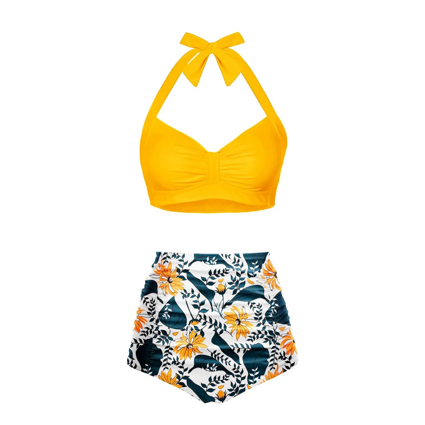 High Waisted Push-Up Tankini Set - Vintage Two-Piece Swimsuit with Underwire Support