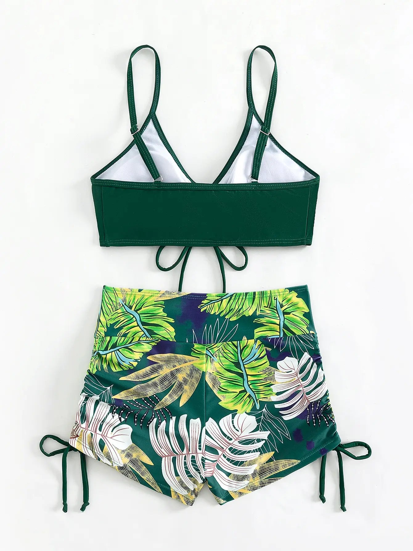 Drawstring Front Shorts Bikinis 2025 High Waist Swimsuit Women Swimwear Two-Piece Set
