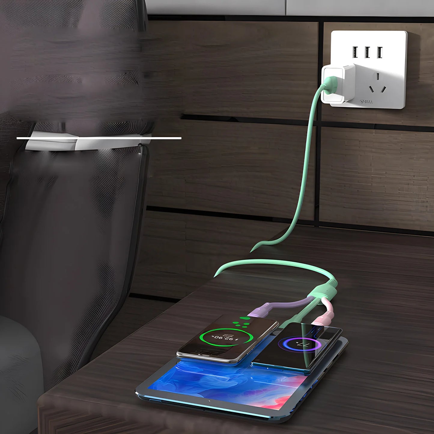 3-in-1 Fast Charging Cable - iPhone 15/14/13/12/11 + USB-C + Micro USB | Universal Phone Charger & Data Cable