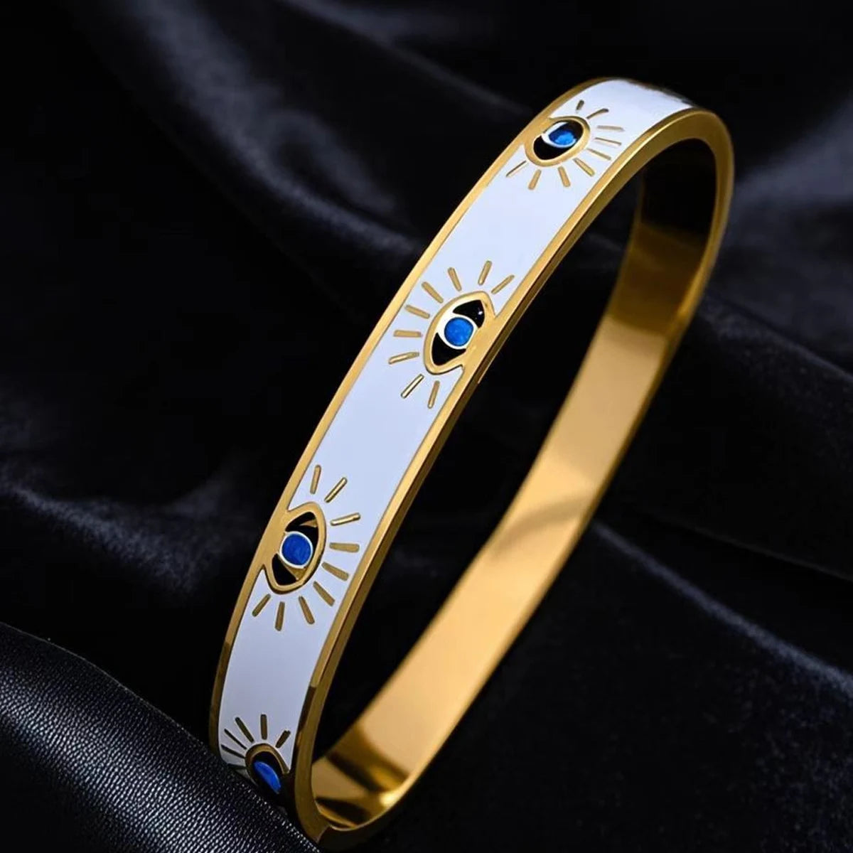 Trendy 316L Stainless Steel Evil Eye Bracelet - Waterproof Protection Jewelry!