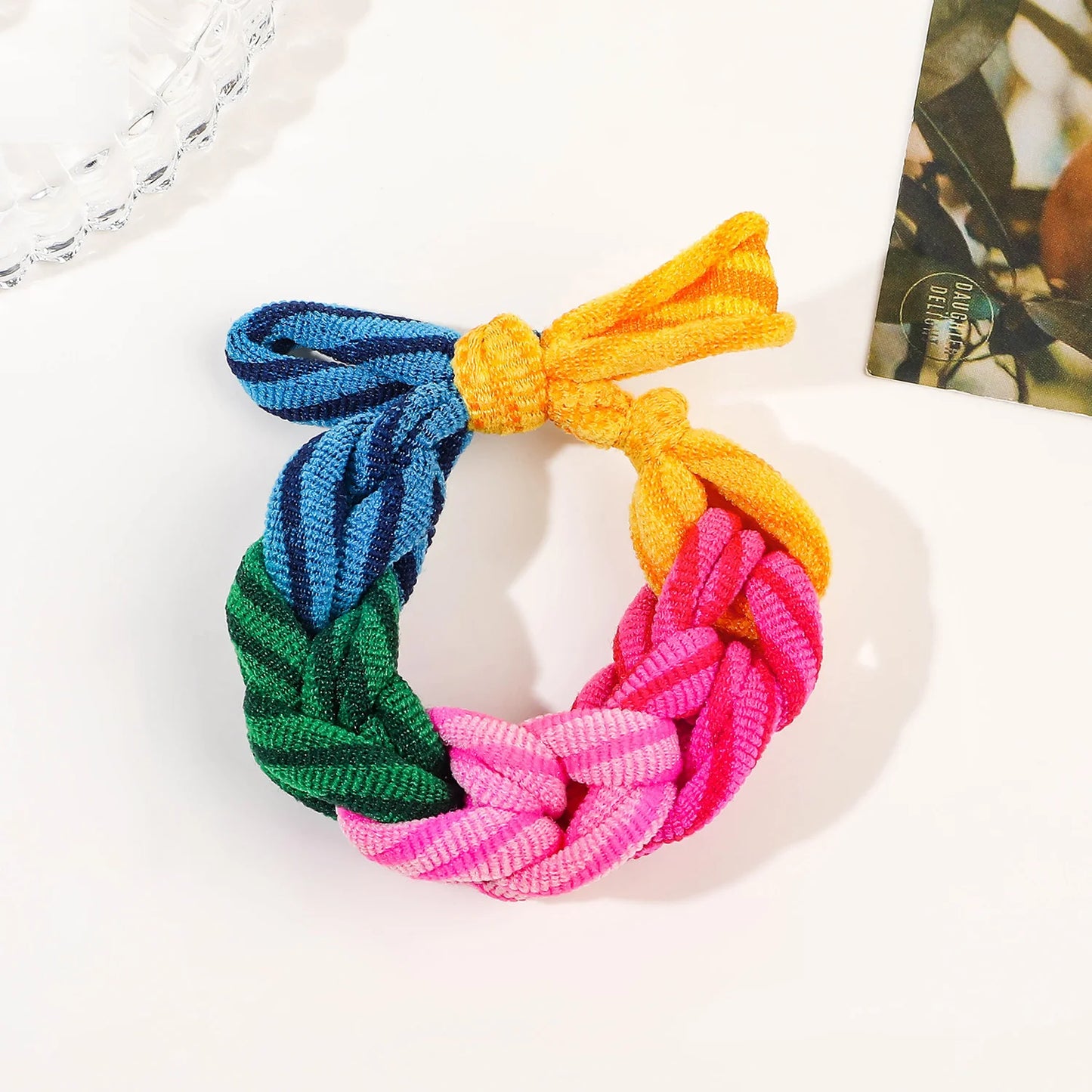 Colorful Bow Hair Ties Set - Hand-Woven Elastic Scrunchies - Fashion Ponytail Holders for Women