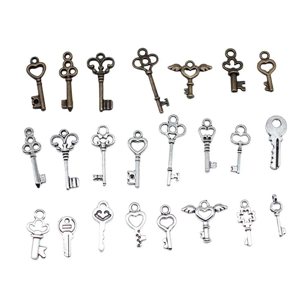 40pcs Irelia Vintage Zinc Alloy Key Charms - Cute Small Metal Pendants for DIY Jewelry Making and Crafts