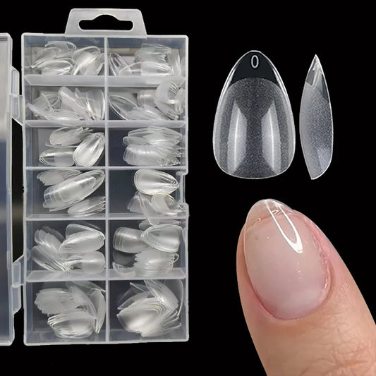 240Pcs Half Matte XXS Almond Nail Tips - Full Cover Soft Gel False Nails