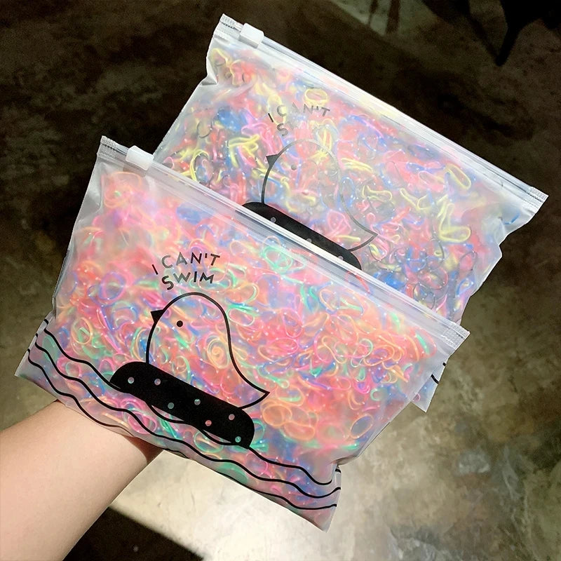 1000pcs Colorful Mini Rubber Hair Bands - Small Elastic Ponytail Holders for Girls - Disposable Hair Ties Pack