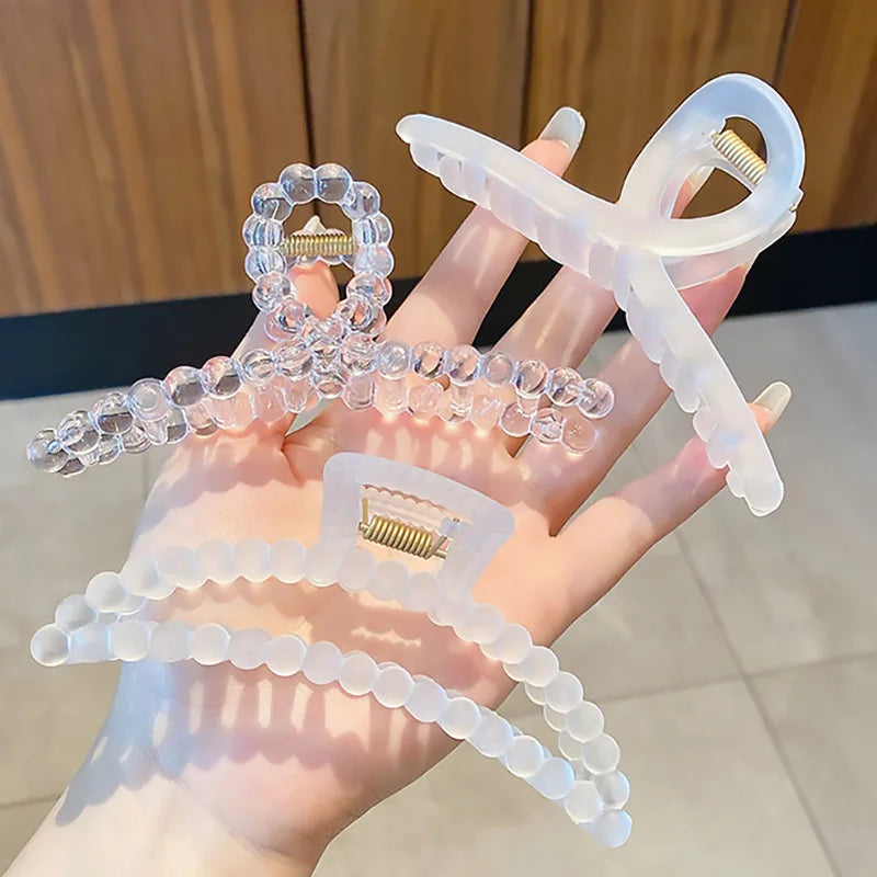 3-Pack Large 4.5" Clear Claw Hair Clips - Strong Hold Jumbo Hairpins for Thick & Thin Hair