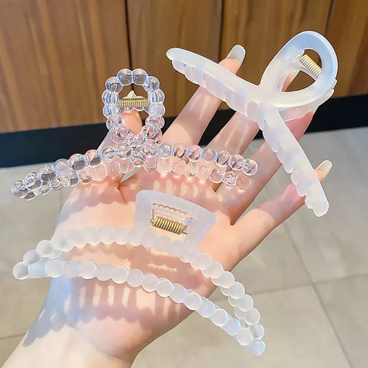 3-Pack Large 4.5" Clear Claw Hair Clips - Strong Hold Jumbo Hairpins for Thick & Thin Hair