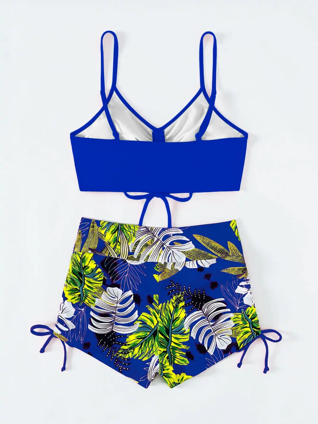 Drawstring Front Shorts Bikinis 2025 High Waist Swimsuit Women Swimwear Two-Piece Set